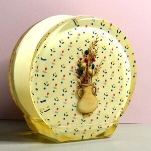 Vintage Lucite Napkin Holder Floral Inlay Acrylic Kitchen Decor 1970s